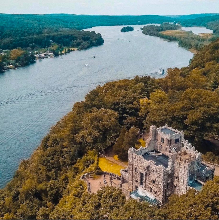 Gillette Castle State Park aerial view Connecticut River
